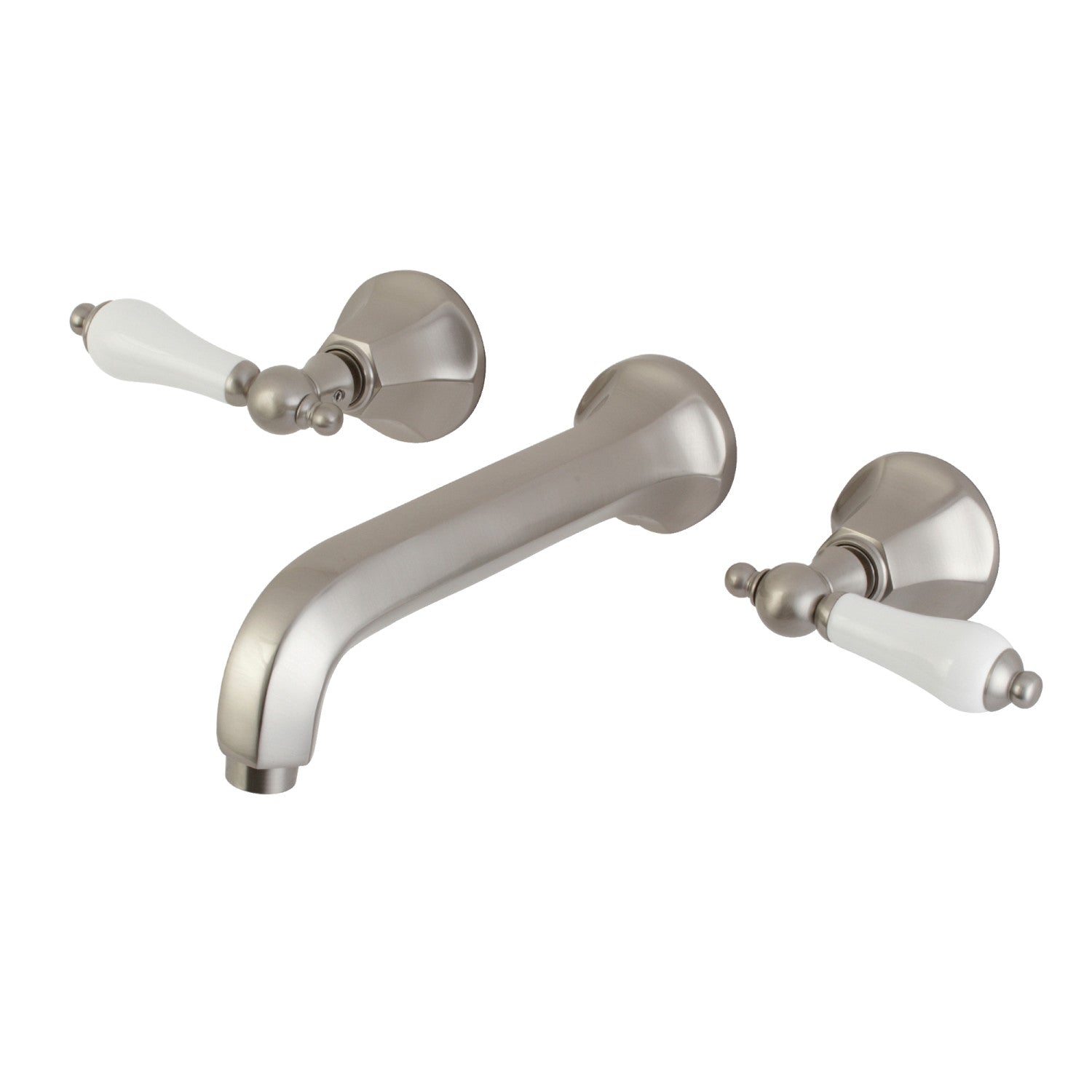 Kingston Tulare KS4128PL - Metropolitan Double-Handle 3-Hole Wall Mount Bathroom Faucet, Brushed Nickel — image 1
